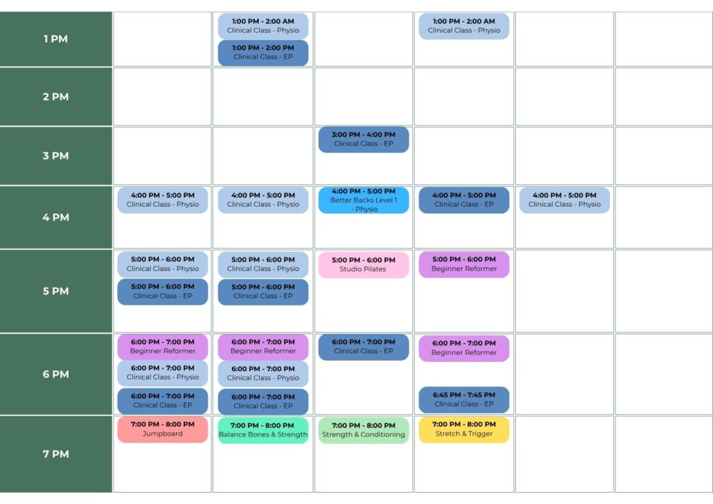 FORGE Class Timetable FORGE Class Timetable