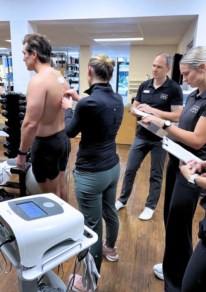 NEUBIE rehabilitation session improving strength and reducing pain at physiotherapy clinic West End Brisbane