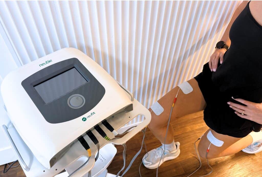 Neubie therapy session at Forge West End Brisbane using direct current to improve muscle activation